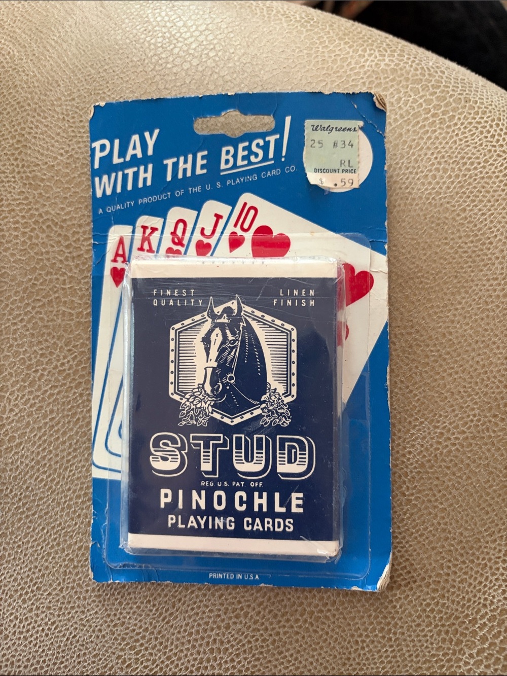 STUD Pinochle Walgreen USA Playing Cards FACTORY SEALED Linen Finish-RARE!!